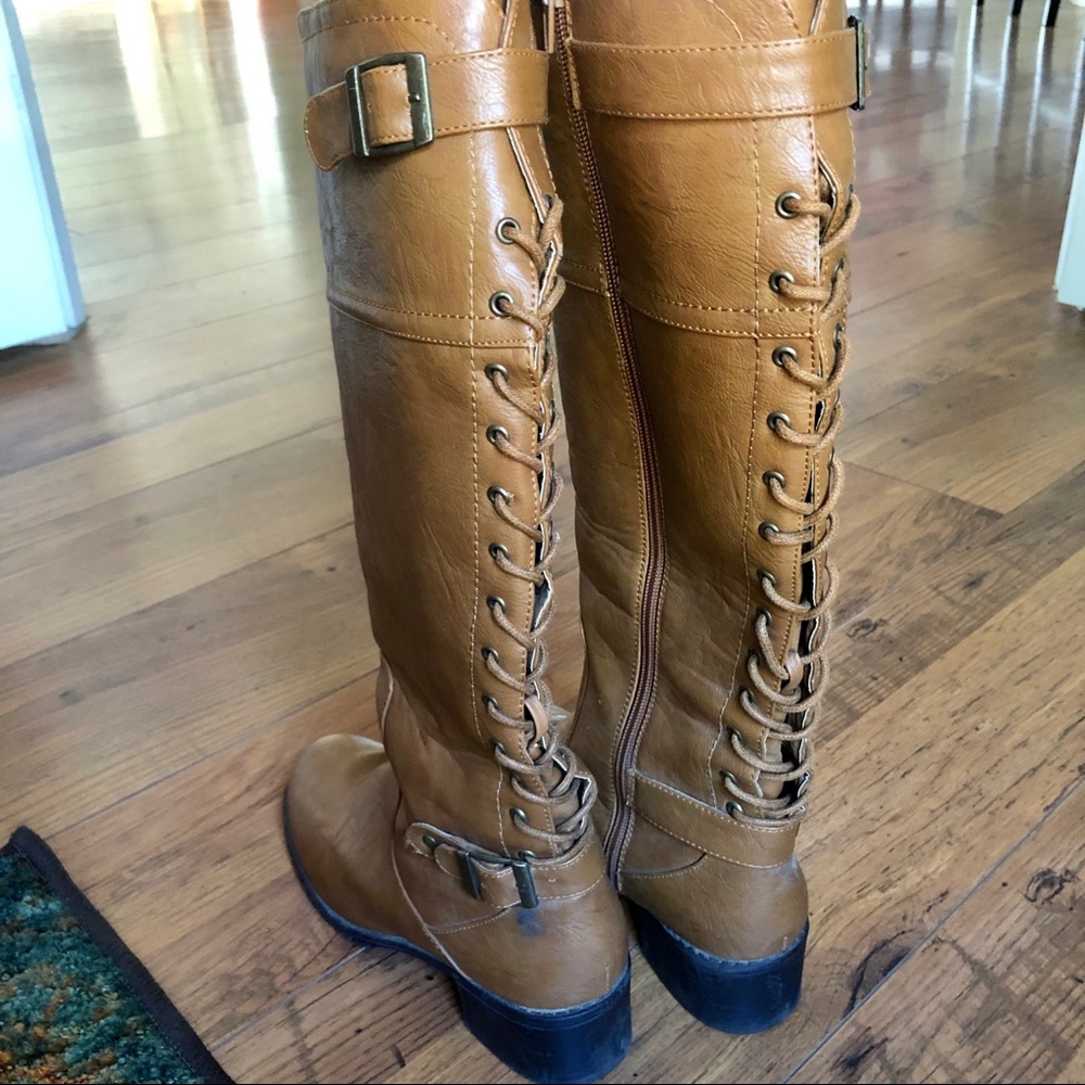 *Sold in bundle trade*  Camel Colored Tall Boots 8 - Picture 3 of 5